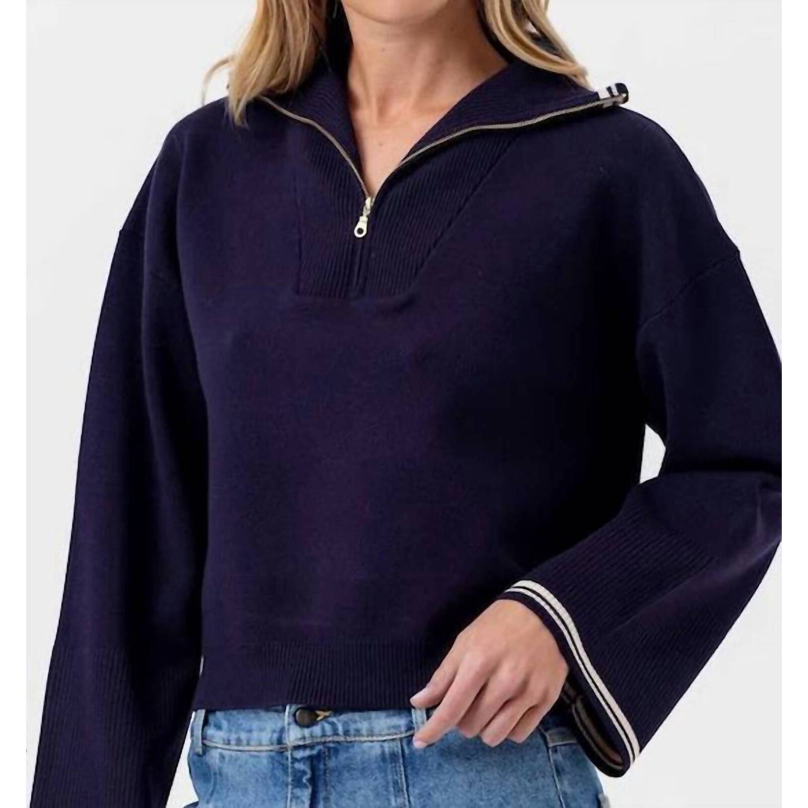 New Sundays Maren Long Sleeve Sweater In Navy